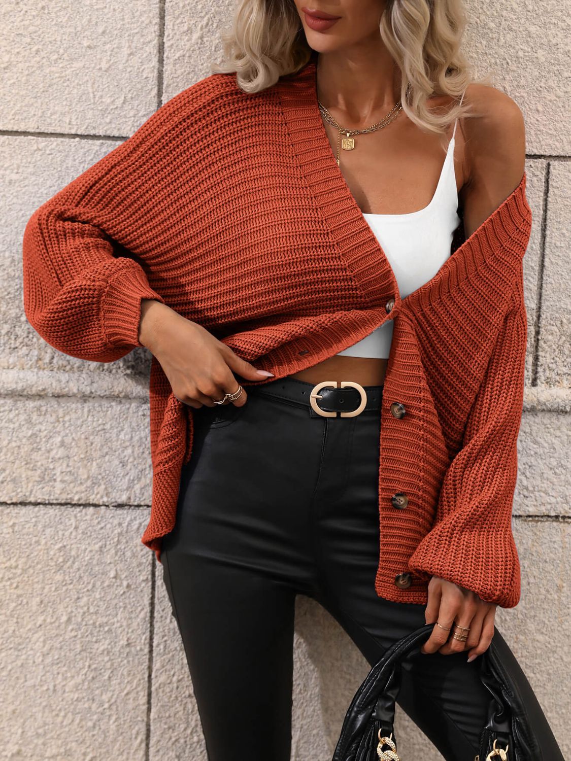 The Bibliophile’s Wrap Button Down Textured Longline Cardigan