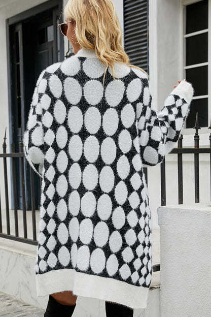 Chess Not Checkers Geometric Open Front Fuzzy Cardigan