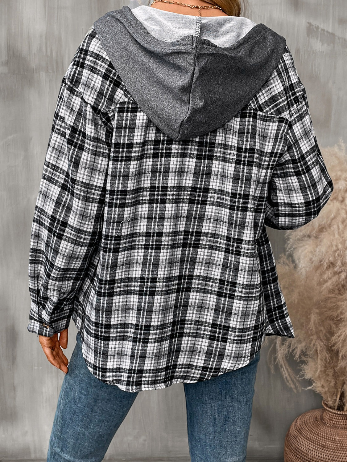 Orchard Days Plaid Long Sleeve Hooded Jacket