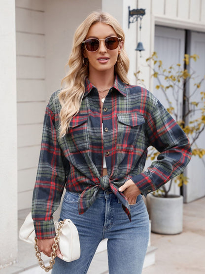 Wondering Wood Plaid Button Up Long Sleeve Shirt