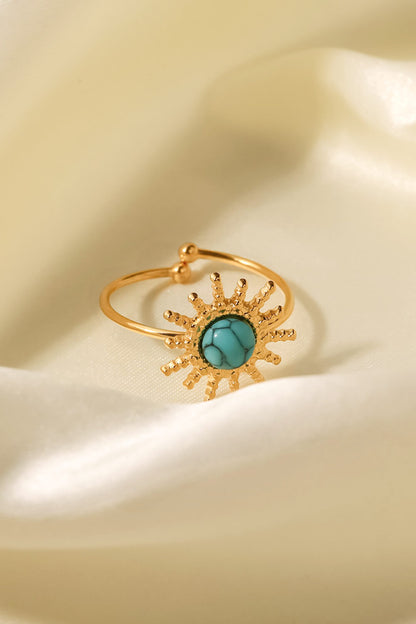 Golden Fable Natural Stone Sun Shape Open Ring