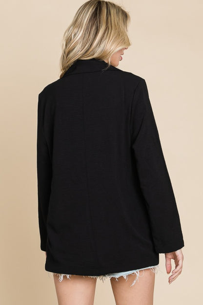 Inky Black Long Sleeve Pocketed Blazer