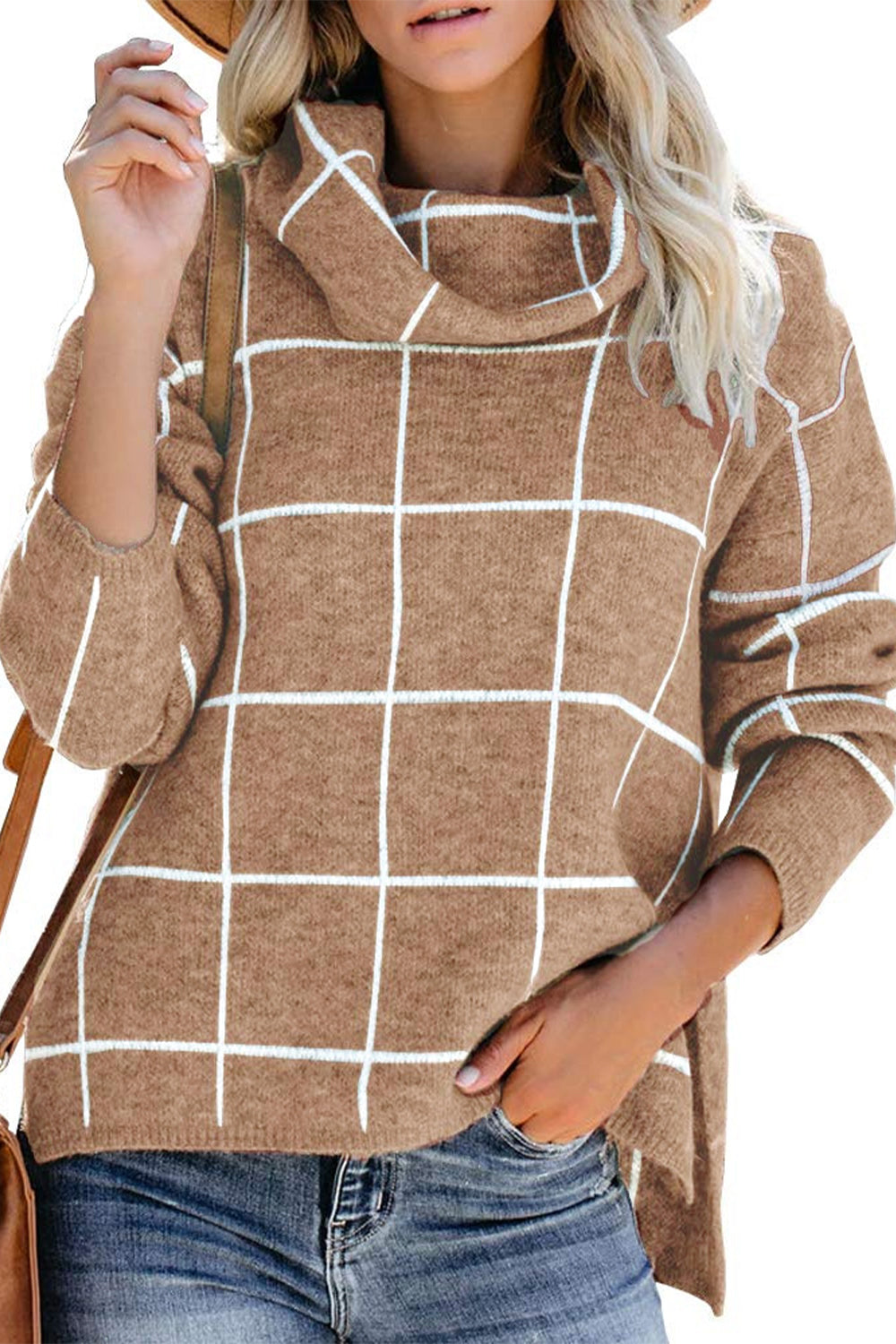 The Queens Court Turtleneck Windowpane Sweater