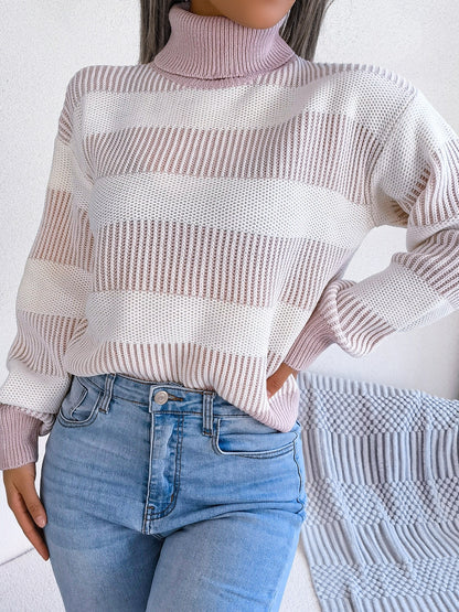 Fabled Isadora Striped Turtleneck Long Sleeve Sweater