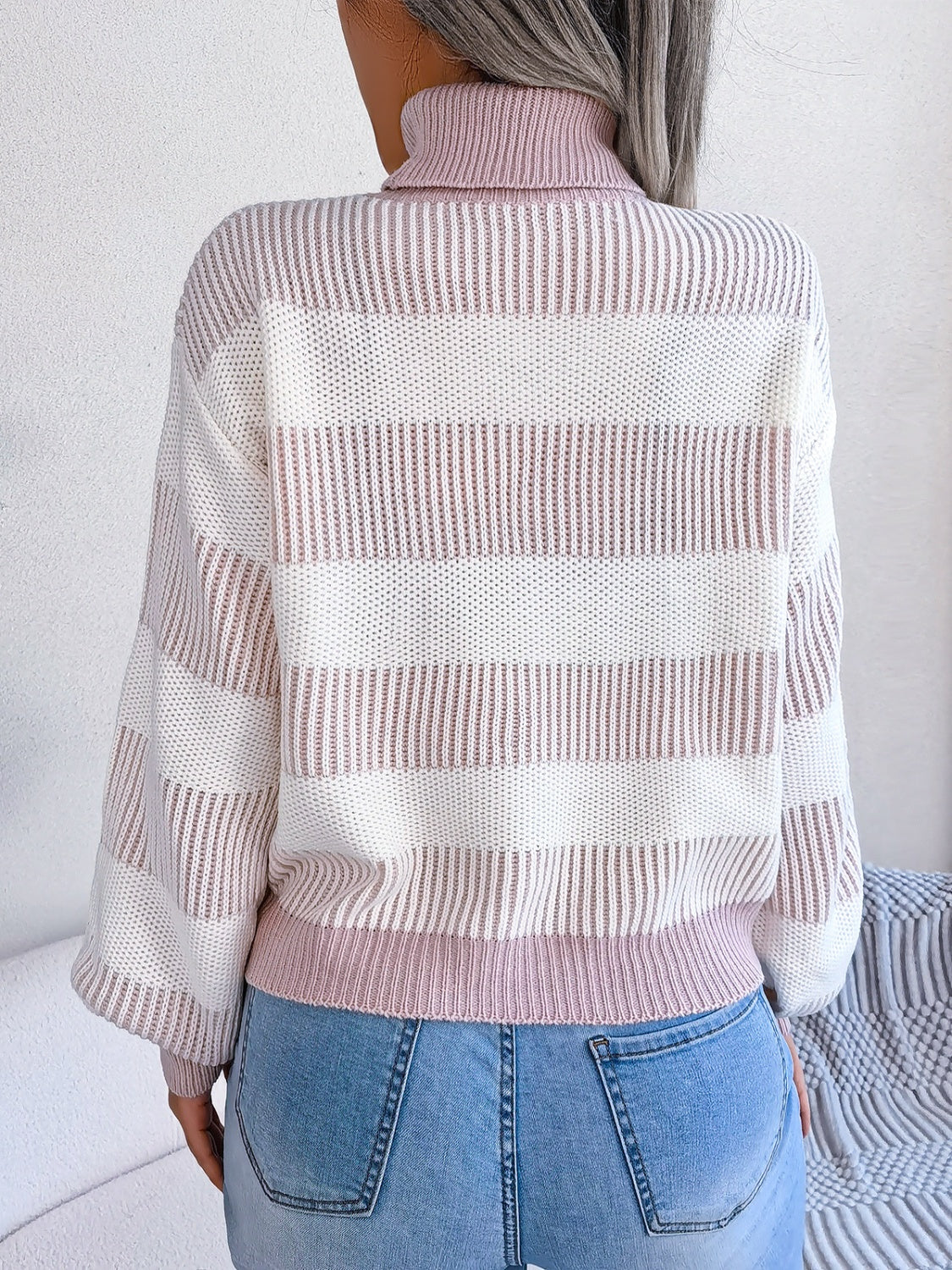 Fabled Isadora Striped Turtleneck Long Sleeve Sweater