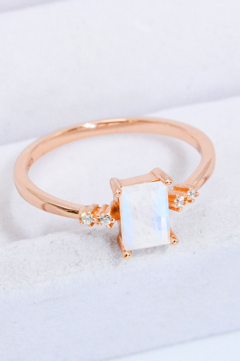 'Nebula's Secret' Rectangle Natural Moonstone Ring