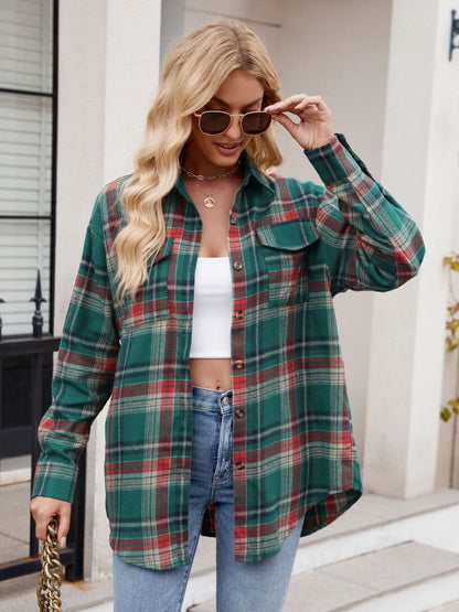 Wondering Wood Plaid Button Up Long Sleeve Shirt