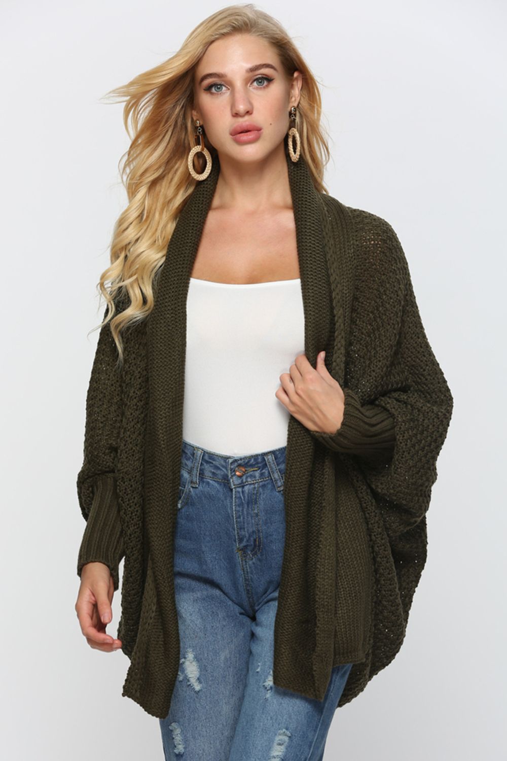 Inkblot Open Front Dolman Sleeve Longline Cardigan