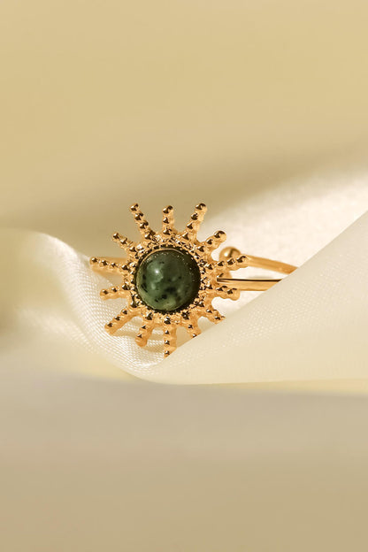 Golden Fable Natural Stone Sun Shape Open Ring