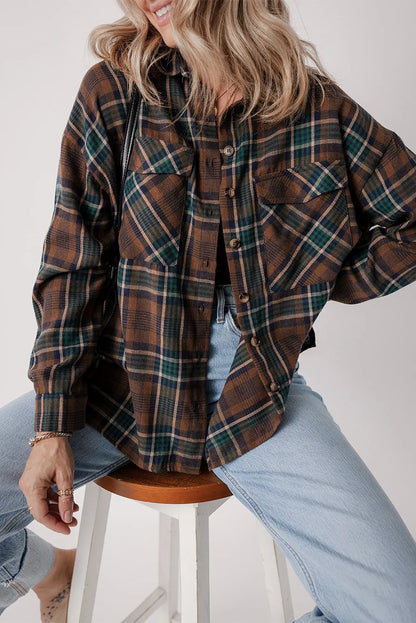 Fabled Flannel Plaid Button Up Long Sleeve Jacket