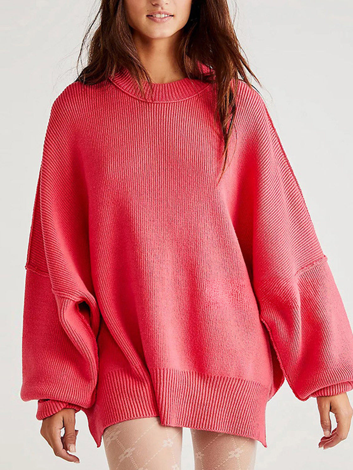 Hemlock Haze Reverse Seam Side Slit Sweater