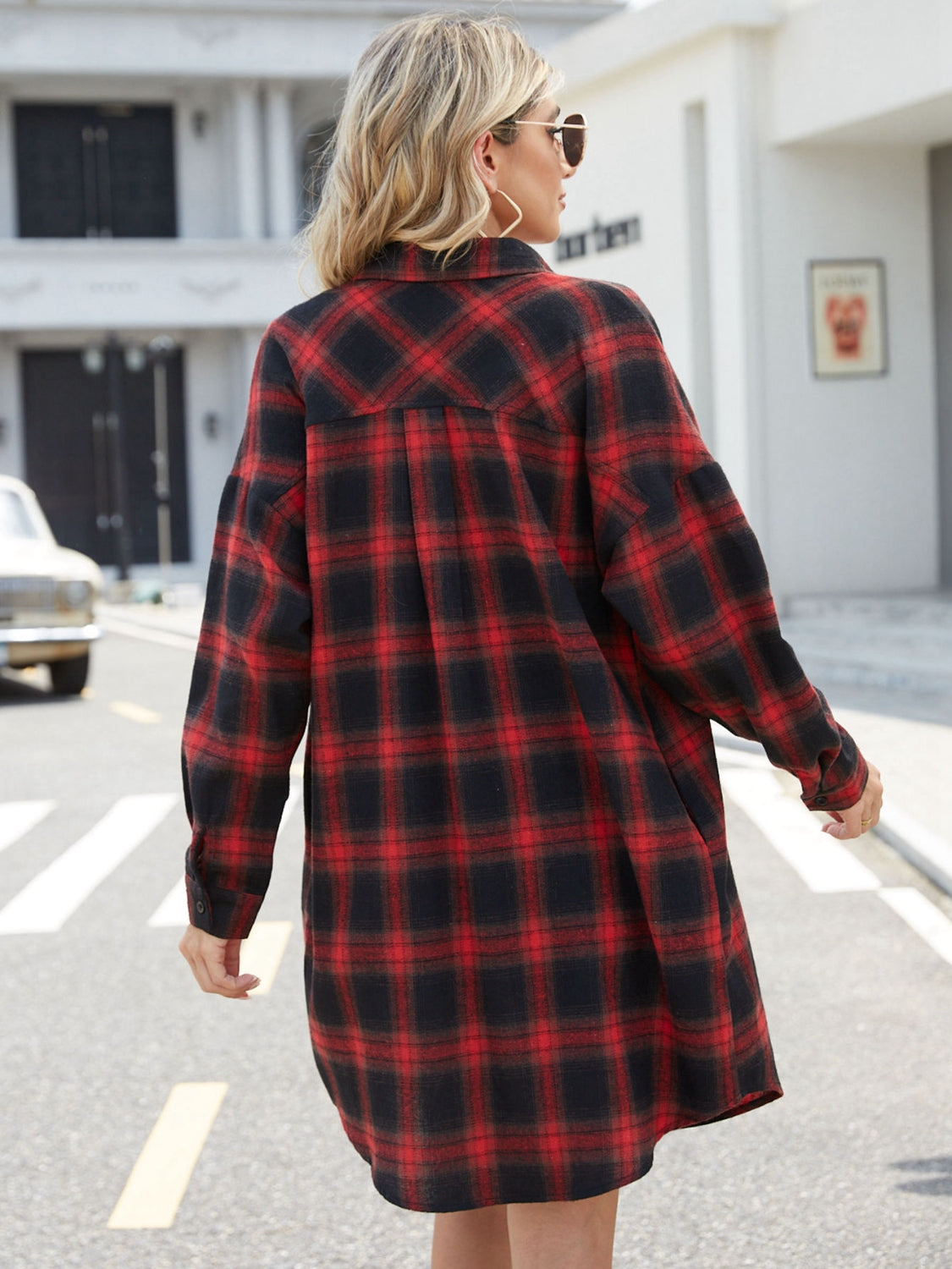 Arcane Elegance Plaid Button Up Collar Neck Shirt