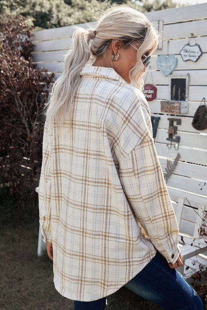 Bramblewood Plaid Curved Hem Longline Shirt Jacket