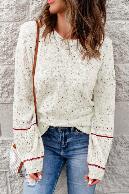 Ophelia Confetti Lace Cuff Bell Sleeve Sweater