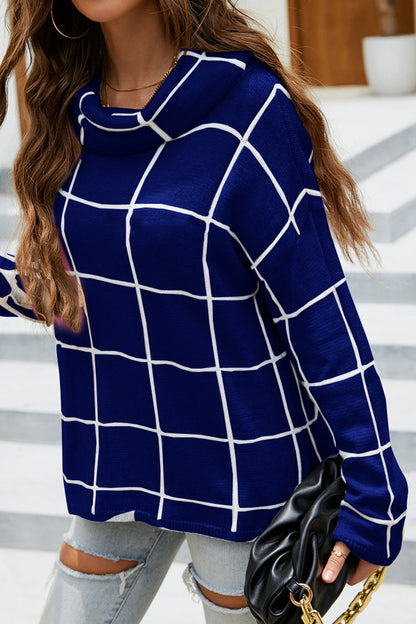 The Queens Court Turtleneck Windowpane Sweater