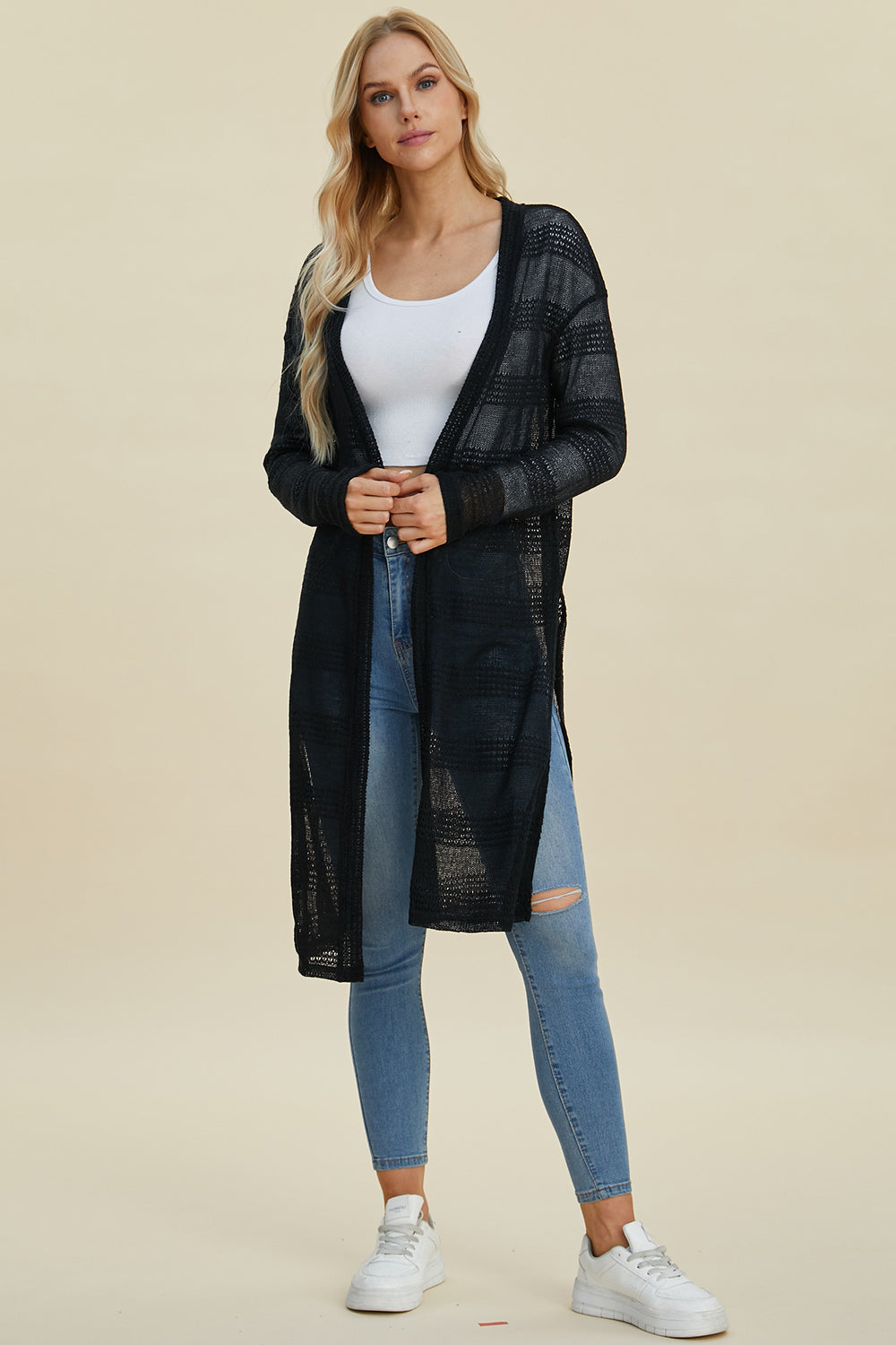 Miss Fairchild Full Size Open Front Longline Cardigan