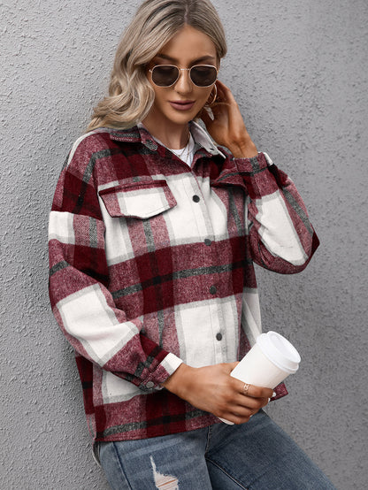 Mystical Meadow Plaid Long Sleeve Shirt Jacket