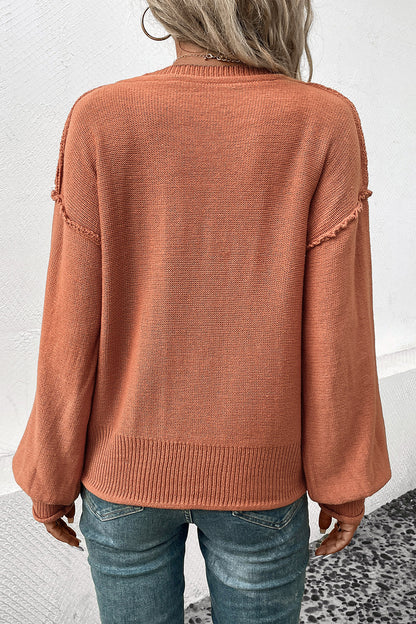 Pumpkin Pie V-Neck Reverse Seam Sweater