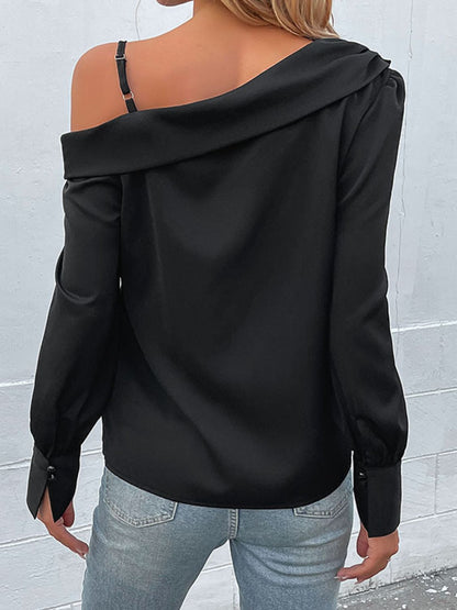 Perfee Cold-Shoulder Long Sleeve Top