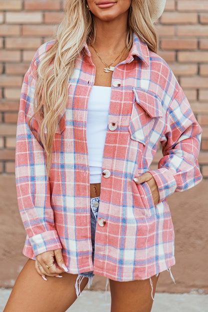 Rustling Lore Plaid Button Up Long Sleeve Shacket